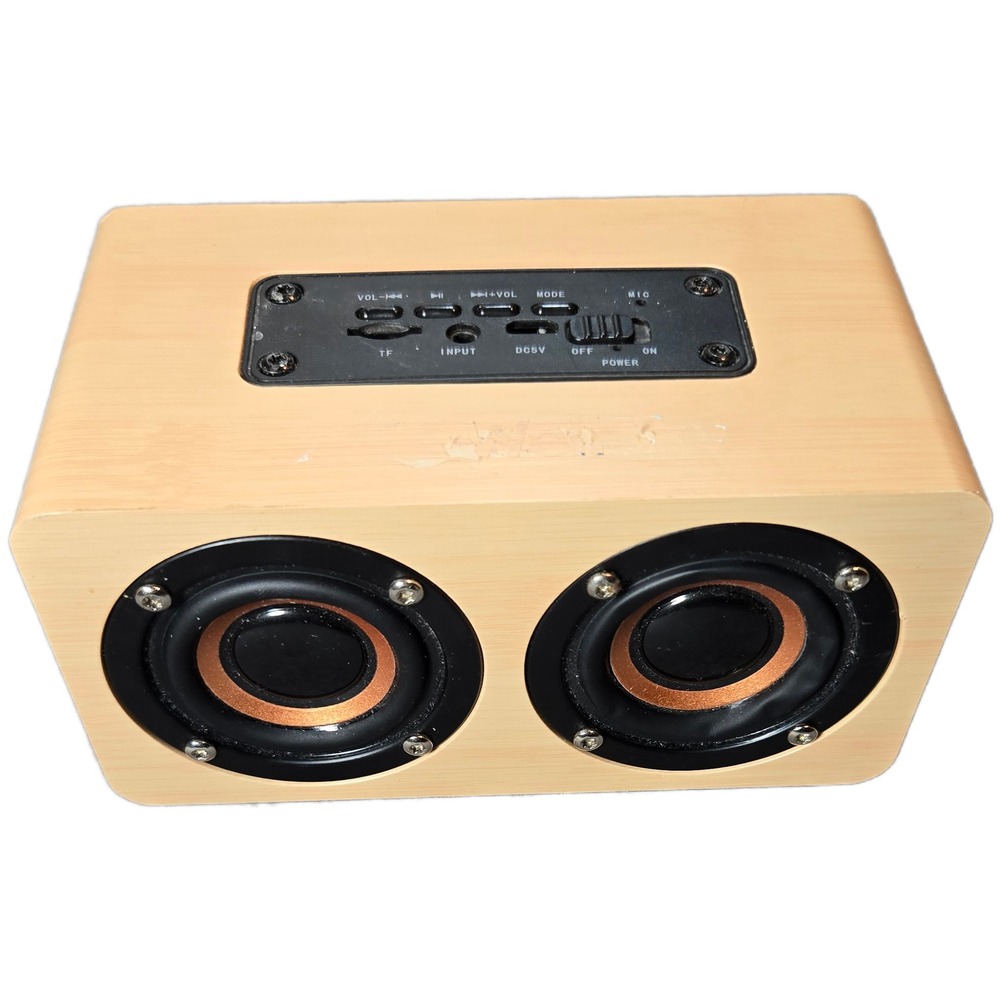 Vintage Style Portable Bluetooth Speaker Dual Driver TF Aux Input Works *Flaw